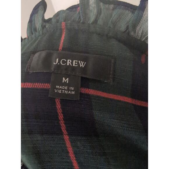 J. Crew tie neck tartan plaid tiered holiday equestrian ruffle M dress - Picture 6 of 9